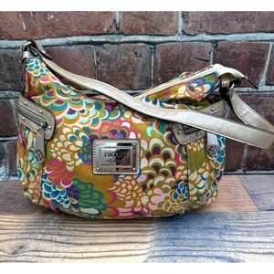 Nicole Miller Women's Floral Shoulder Bag Purse Tote Retro 70s Style Hippie